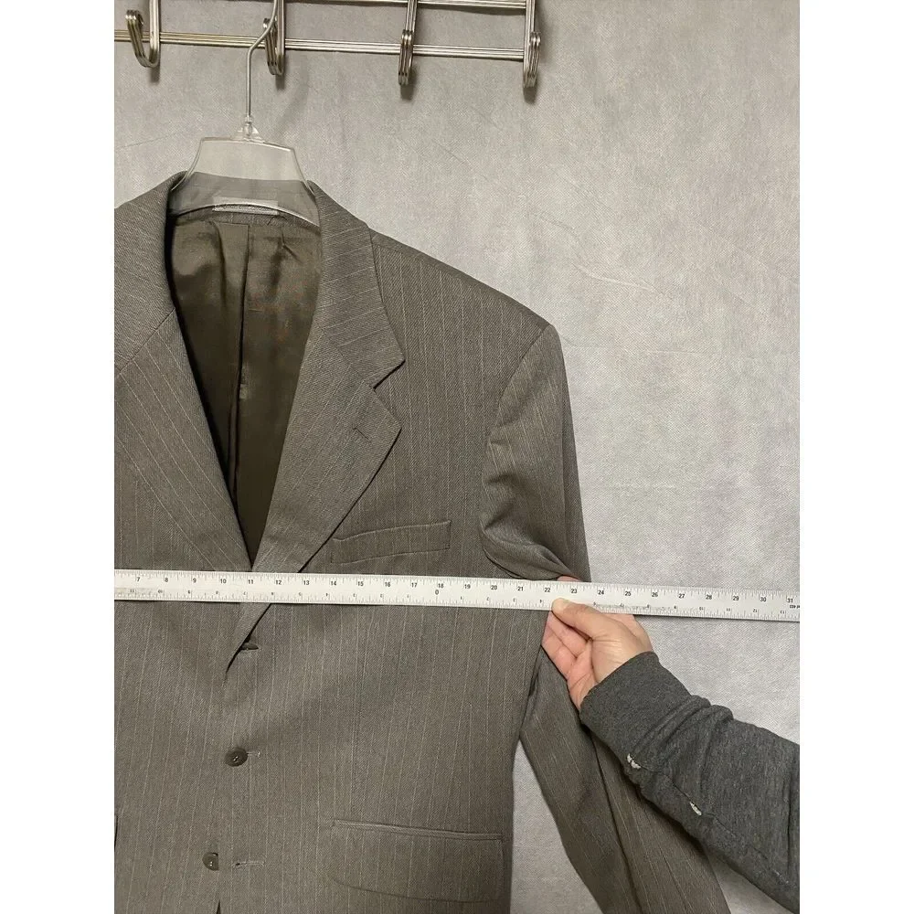 Bachrach Men 3 Piece Suit 42R Light Brown Striped Flannel 33‎ X28.5 Pants Luxury